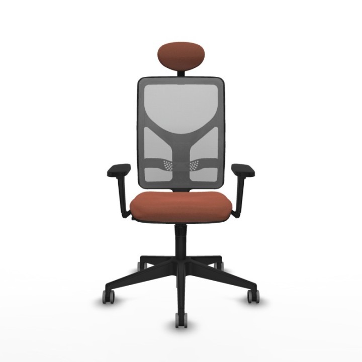 Motilla sincro malla gris bali marrón brazos 3D base piramidal cabecero fijo ruedas 65mm engomadas