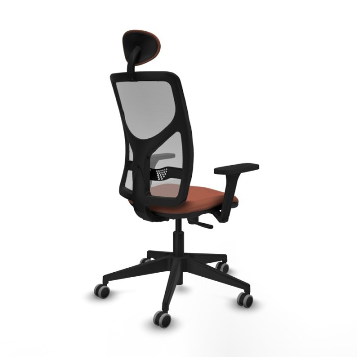 Motilla sincro malla gris bali marrón brazos 3D base piramidal cabecero fijo ruedas 65mm engomadas