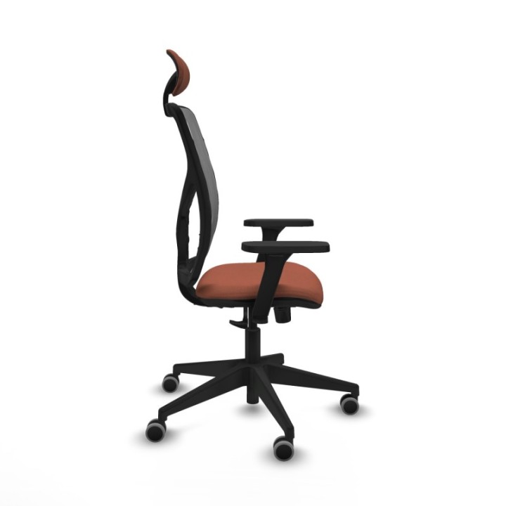 Motilla sincro malla gris bali marrón brazos 3D base piramidal cabecero fijo ruedas 65mm engomadas