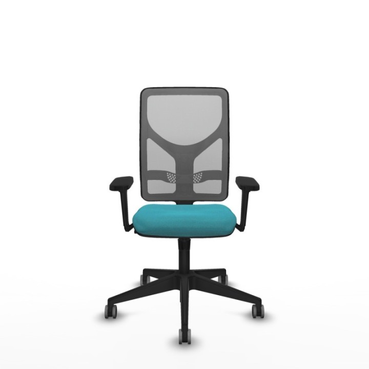 Motilla sincro malla gris bali turquesa brazos 3D base piramidal  ruedas 65mm engomadas