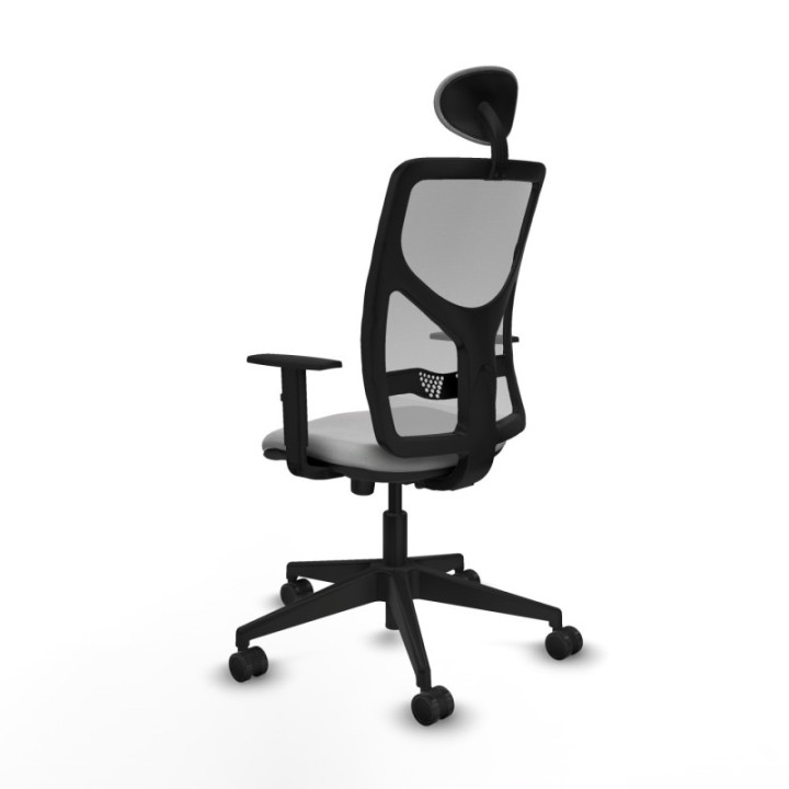 Motilla sincro malla gris bali gris claro brazos 1D base piramidal cabecero fijo ruedas 65mm nailon