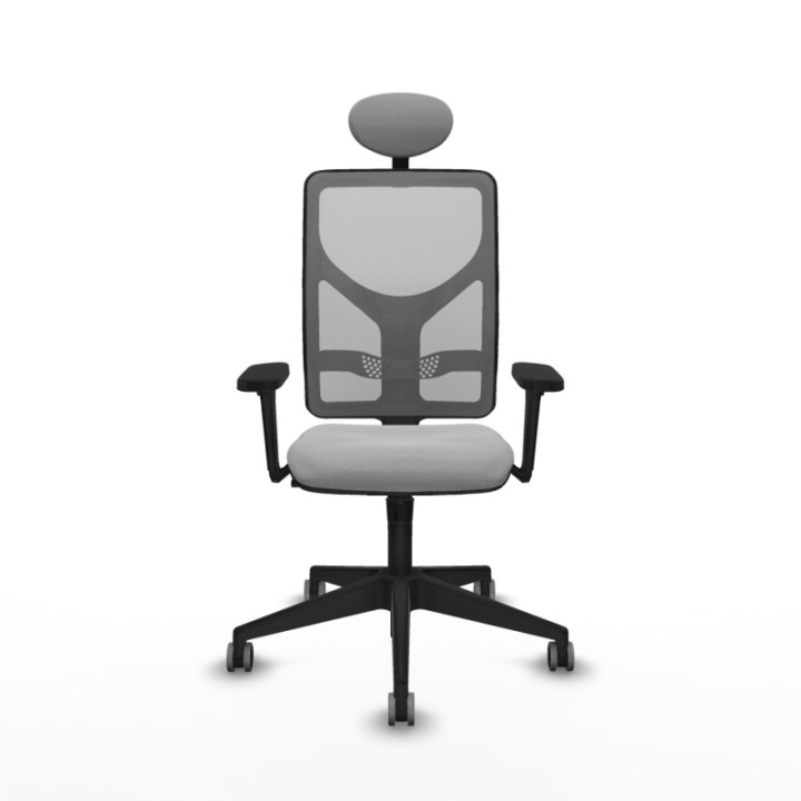 Motilla sincro malla gris bali gris claro brazos 3D base piramidal cabecero fijo ruedas 65mm engomadas