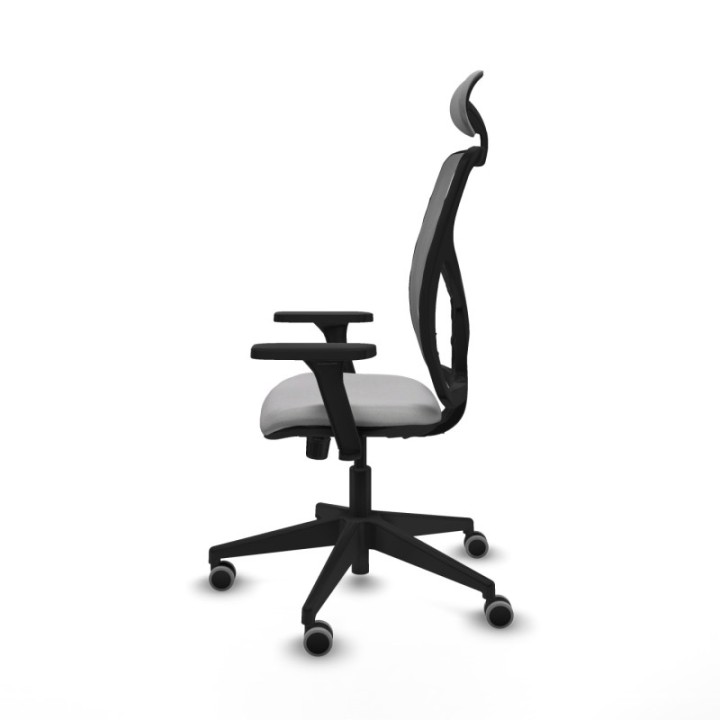 Motilla sincro malla gris bali gris claro brazos 3D base piramidal cabecero fijo ruedas 65mm engomadas