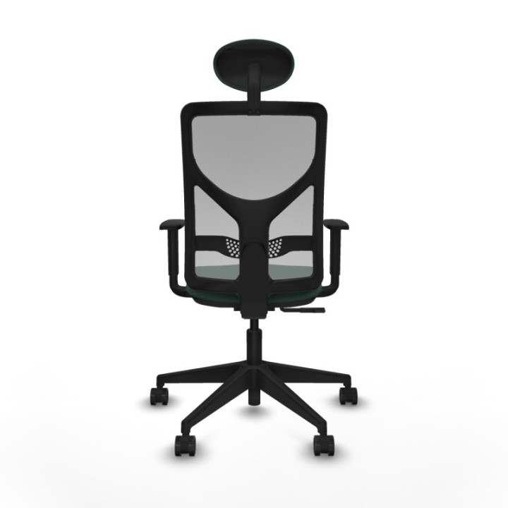 Motilla sincro malla gris bali verde botella brazos 1D base piramidal cabecero fijo ruedas 65mm nailon