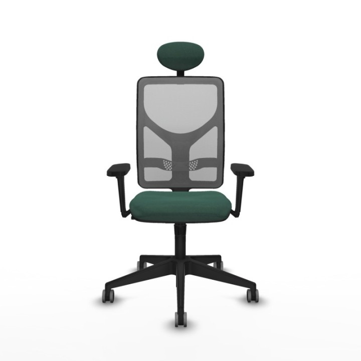 Motilla sincro malla gris bali verde botella brazos 3D base piramidal cabecero fijo ruedas 65mm engomadas