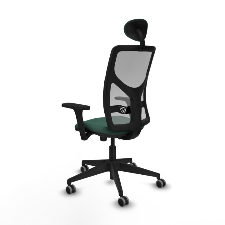 Motilla sincro malla gris bali verde botella brazos 3D base piramidal cabecero fijo ruedas 65mm engomadas