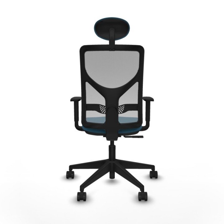 Motilla sincro malla gris bali verde petroleo brazos 1D base piramidal cabecero fijo ruedas 65mm nailon