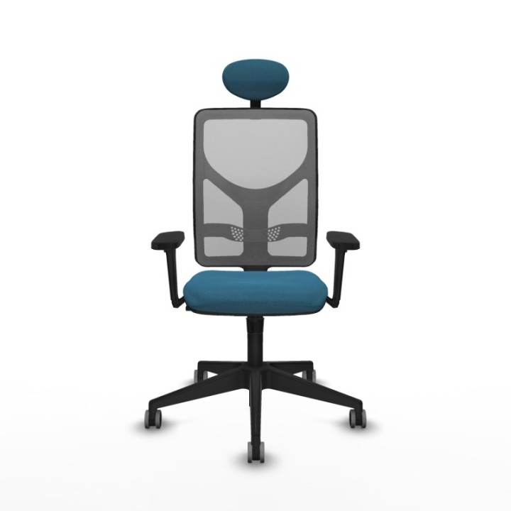 Motilla sincro malla gris bali verde petroleo brazos 3D base piramidal cabecero fijo ruedas 65mm engomadas