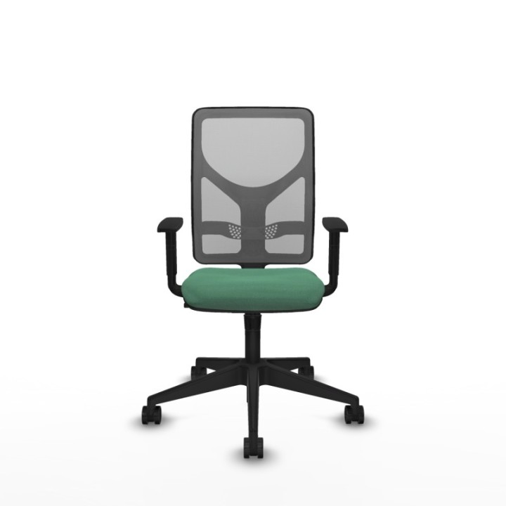 Motilla sincro malla gris bali verde esmeralda brazos 1D base piramidal  ruedas 65mm nailon