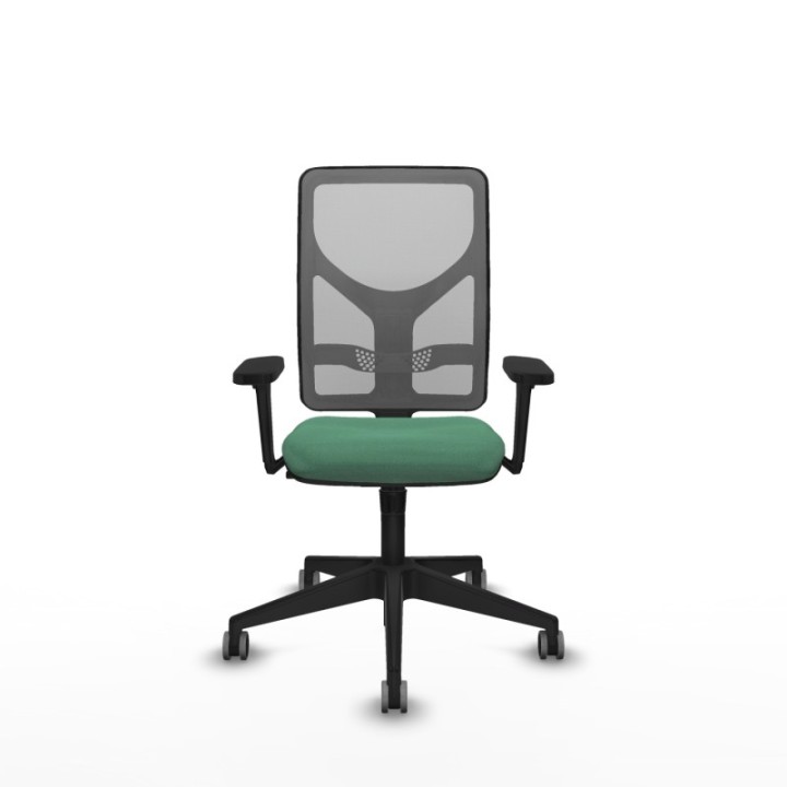 Motilla sincro malla gris bali verde esmeralda brazos 3D base piramidal  ruedas 65mm engomadas