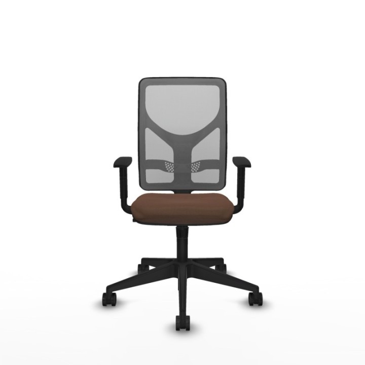 Motilla sincro malla gris bali marrón oscuro brazos 1D base piramidal  ruedas 65mm nailon