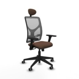 Motilla sincro malla gris bali marrón oscuro brazos 3D base piramidal cabecero fijo ruedas 65mm engomadas