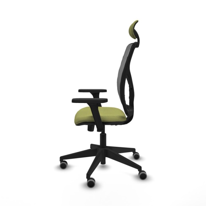 Motilla sincro malla gris bali verde oliva brazos 3D base piramidal cabecero fijo ruedas 65mm engomadas