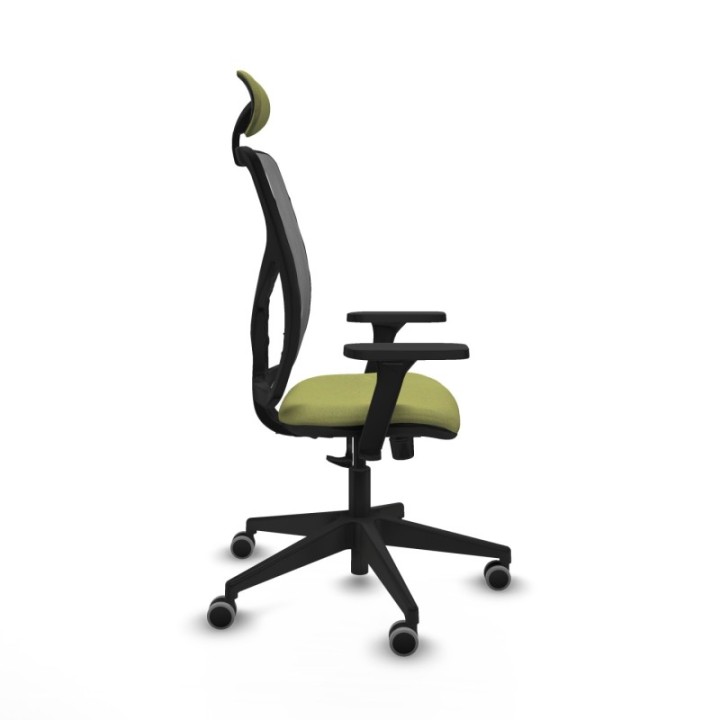 Motilla sincro malla gris bali verde oliva brazos 3D base piramidal cabecero fijo ruedas 65mm engomadas