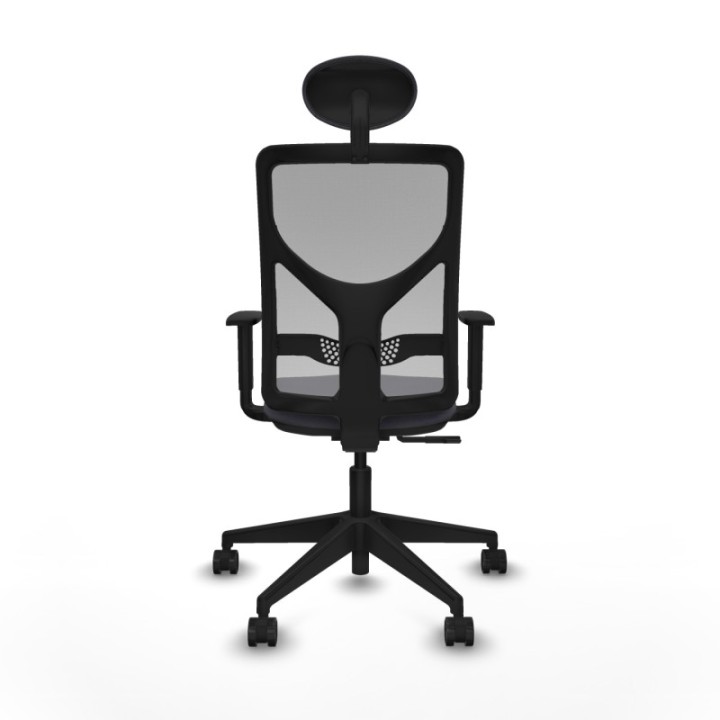 Motilla sincro malla gris bali gris oscuro brazos 1D base piramidal cabecero fijo ruedas 65mm nailon