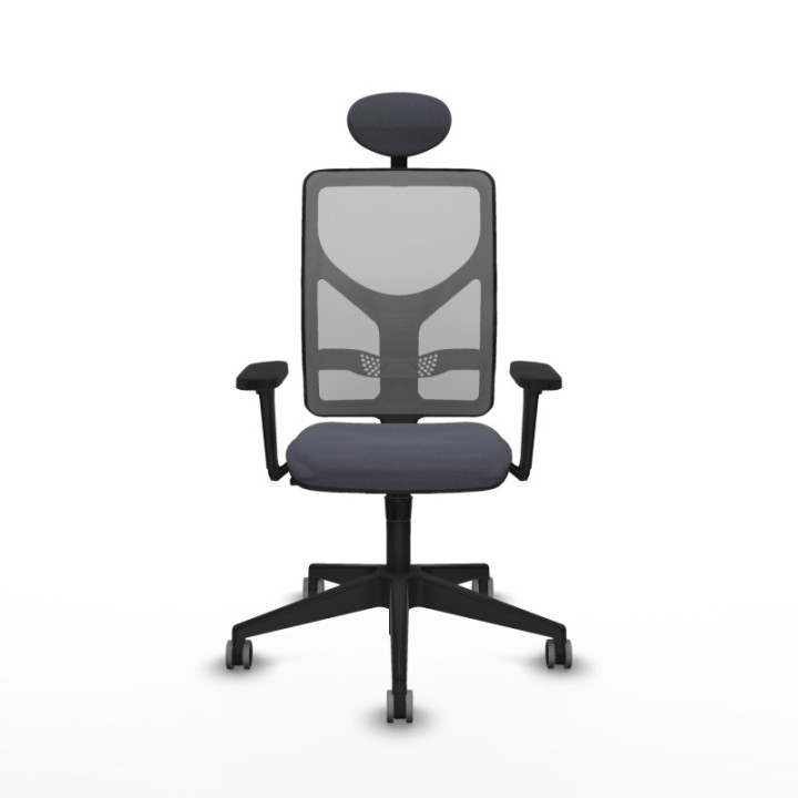 Motilla sincro malla gris bali gris oscuro brazos 3D base piramidal cabecero fijo ruedas 65mm engomadas