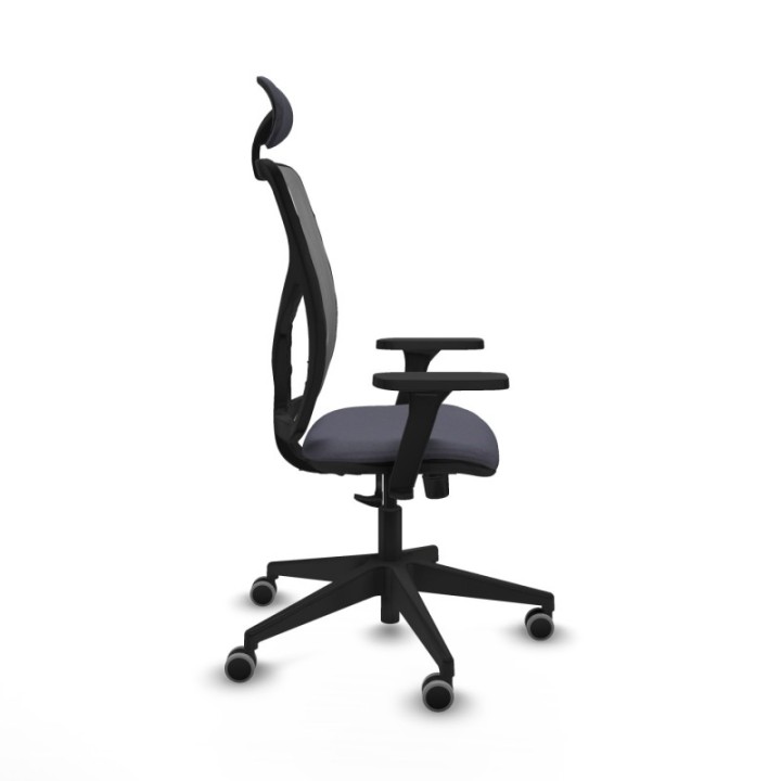 Motilla sincro malla gris bali gris oscuro brazos 3D base piramidal cabecero fijo ruedas 65mm engomadas