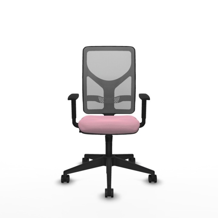 Motilla sincro malla gris bali rosa brazos 1D base piramidal  ruedas 65mm nailon