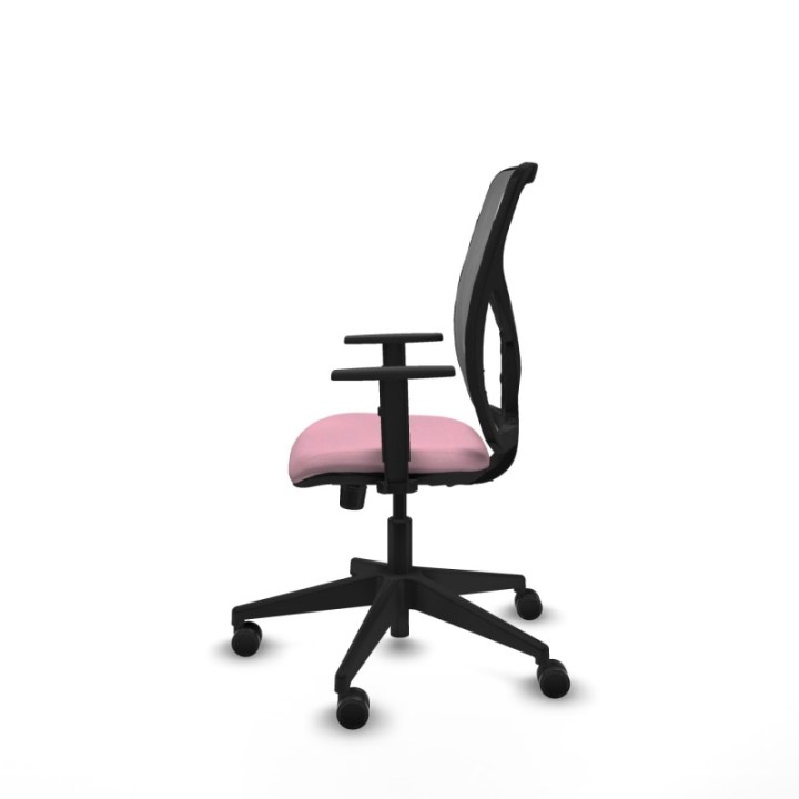 Motilla sincro malla gris bali rosa brazos 1D base piramidal  ruedas 65mm nailon