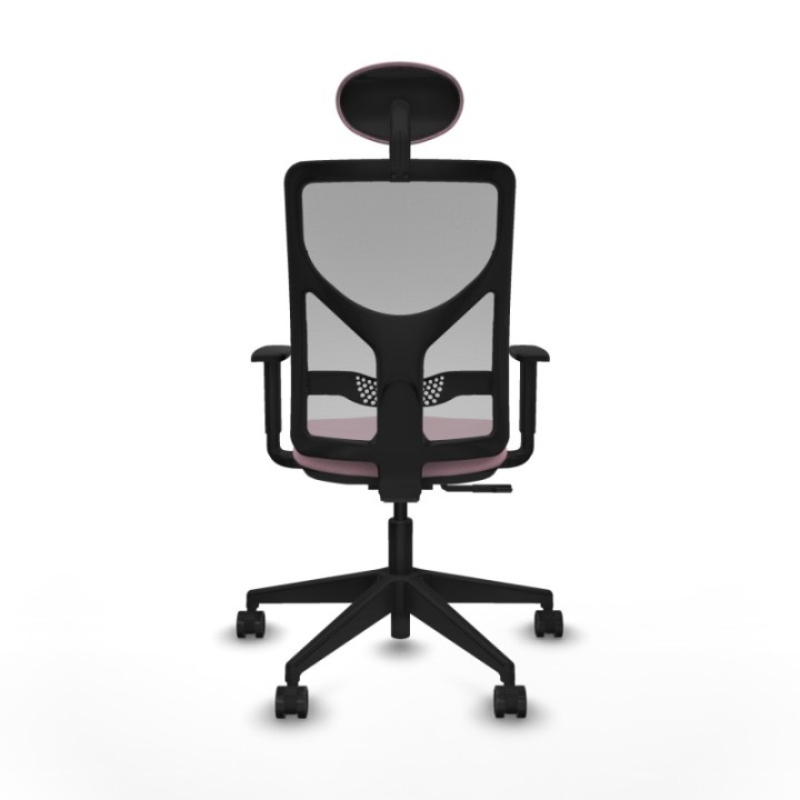 Motilla sincro malla gris bali rosa brazos 1D base piramidal cabecero fijo ruedas 65mm nailon