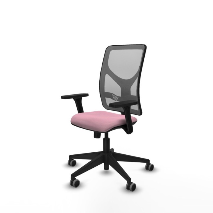 Motilla sincro malla gris bali rosa brazos 3D base piramidal  ruedas 65mm engomadas