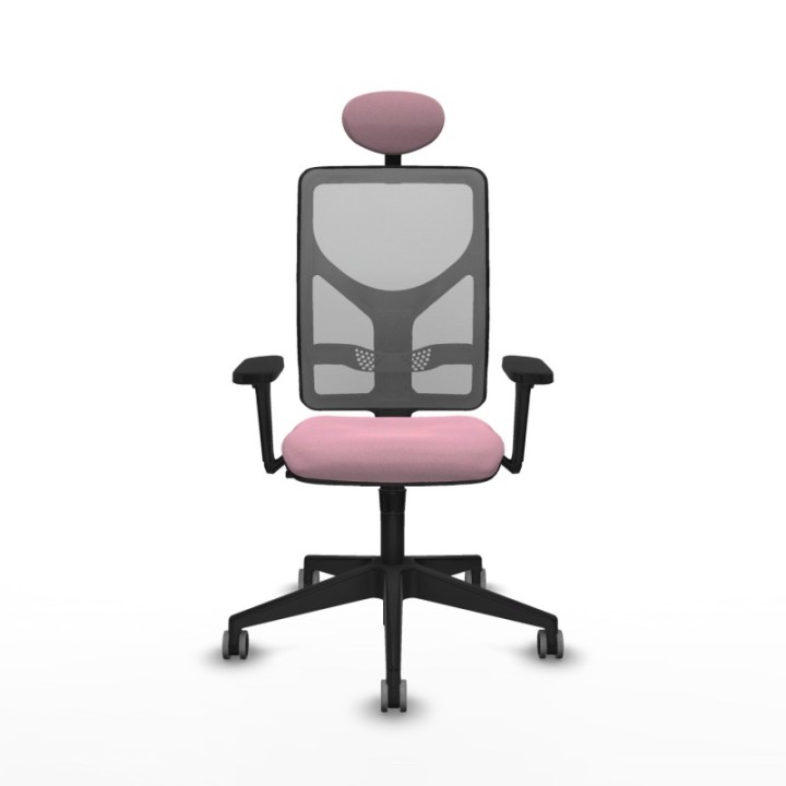 Motilla sincro malla gris bali rosa brazos 3D base piramidal cabecero fijo ruedas 65mm engomadas