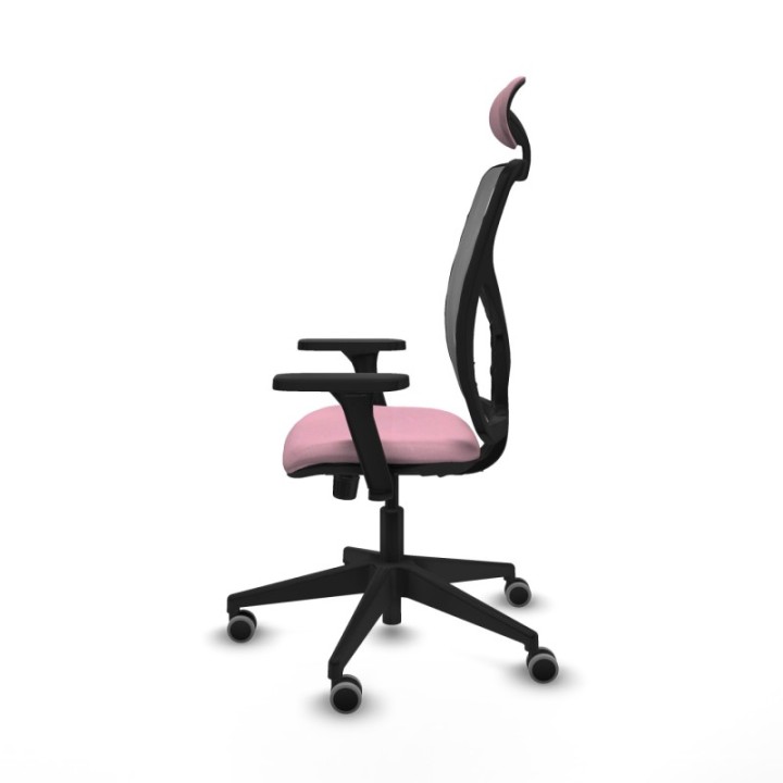 Motilla sincro malla gris bali rosa brazos 3D base piramidal cabecero fijo ruedas 65mm engomadas