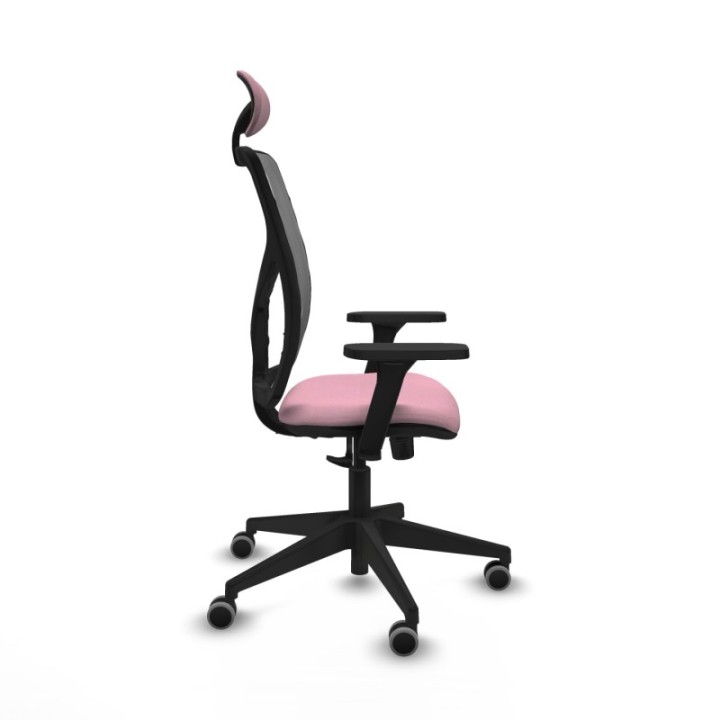 Motilla sincro malla gris bali rosa brazos 3D base piramidal cabecero fijo ruedas 65mm engomadas