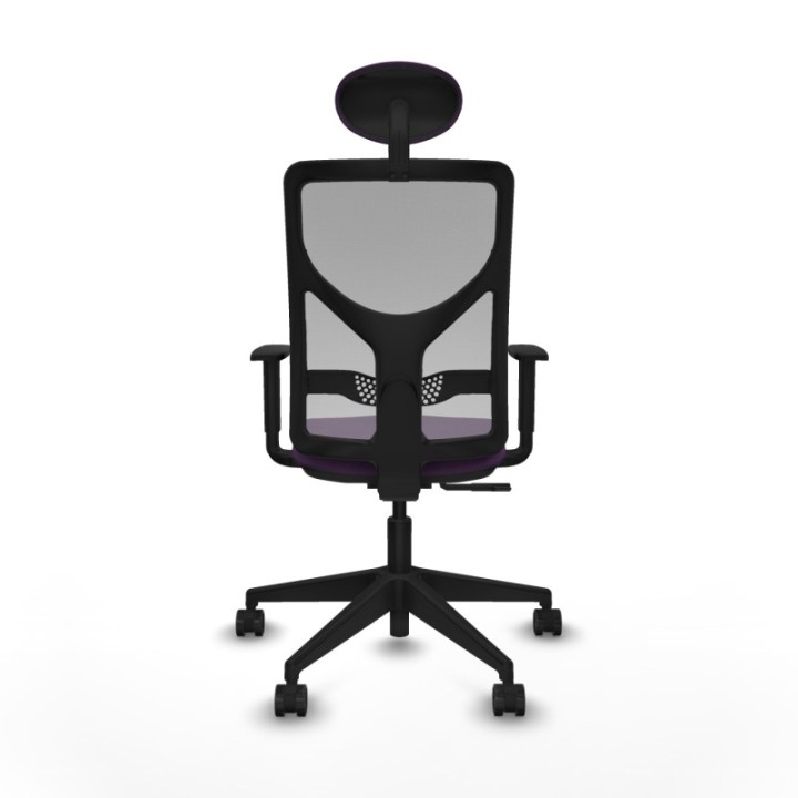 Motilla sincro malla gris bali morado brazos 1D base piramidal cabecero fijo ruedas 65mm nailon