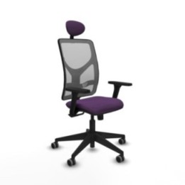 Motilla sincro malla gris bali morado brazos 3D base piramidal cabecero fijo ruedas 65mm engomadas