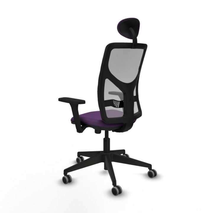 Motilla sincro malla gris bali morado brazos 3D base piramidal cabecero fijo ruedas 65mm engomadas