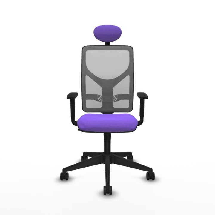 Motilla sincro malla gris bali lila brazos 1D base piramidal cabecero fijo ruedas 65mm nailon