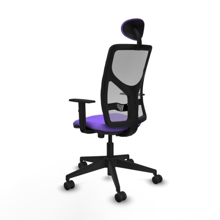 Motilla sincro malla gris bali lila brazos 1D base piramidal cabecero fijo ruedas 65mm nailon