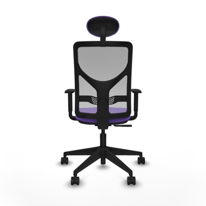 Motilla sincro malla gris bali lila brazos 1D base piramidal cabecero fijo ruedas 65mm nailon