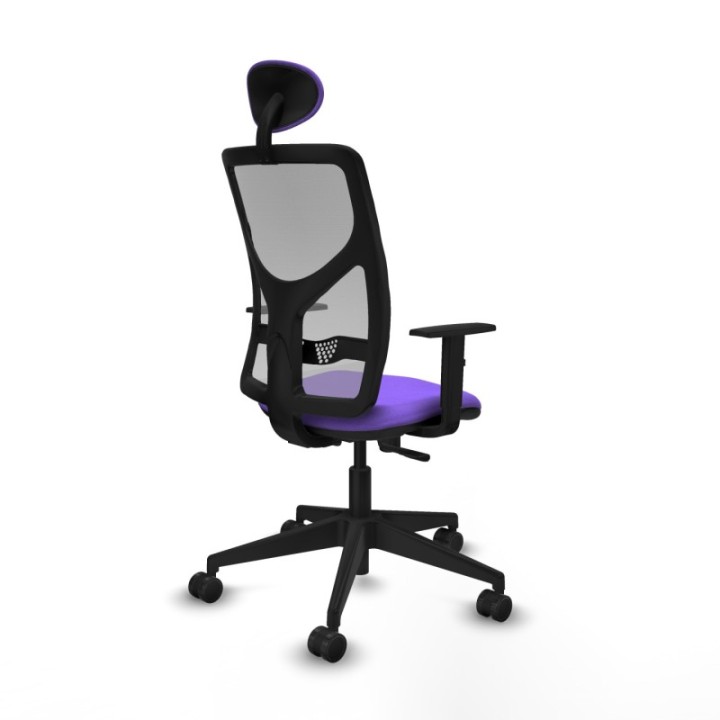 Motilla sincro malla gris bali lila brazos 1D base piramidal cabecero fijo ruedas 65mm nailon