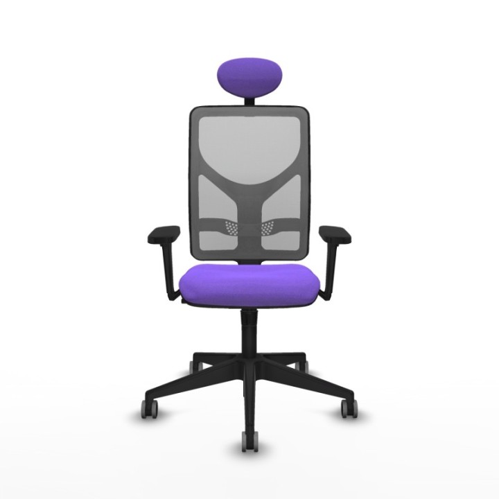 Motilla sincro malla gris bali lila brazos 3D base piramidal cabecero fijo ruedas 65mm engomadas