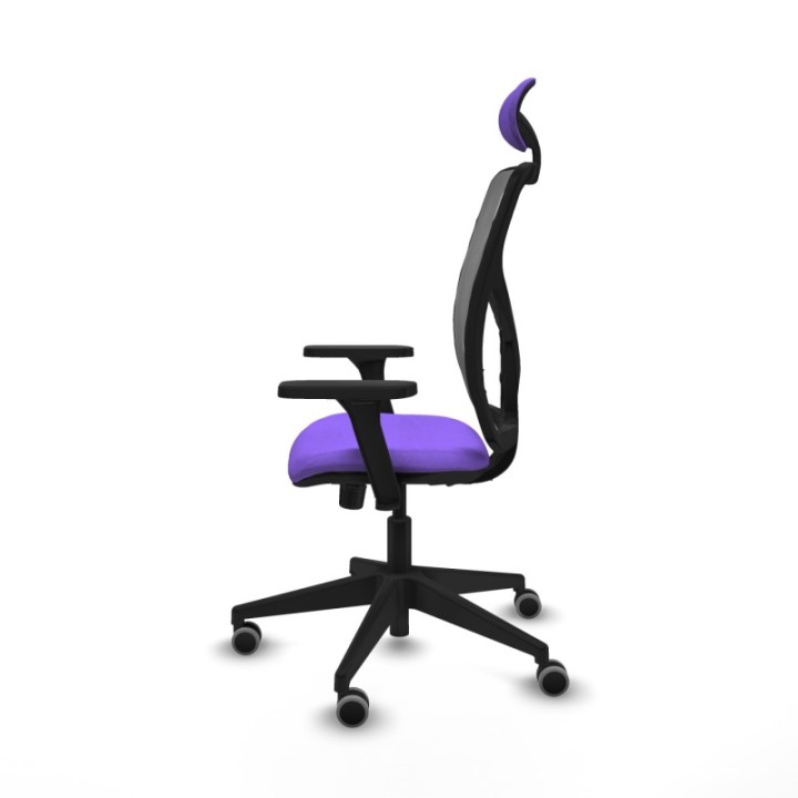 Motilla sincro malla gris bali lila brazos 3D base piramidal cabecero fijo ruedas 65mm engomadas