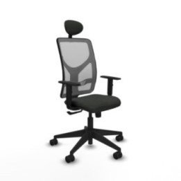 Motilla sincro malla gris bali negro brazos 1D base piramidal cabecero fijo ruedas 65mm nailon