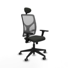 Motilla sincro malla gris bali negro brazos 3D base piramidal cabecero fijo ruedas 65mm engomadas