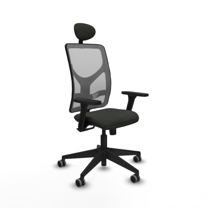 Motilla sincro malla gris bali negro brazos 3D base piramidal cabecero fijo ruedas 65mm engomadas