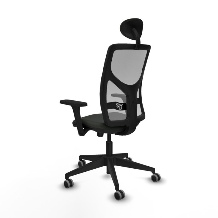 Motilla sincro malla gris bali negro brazos 3D base piramidal cabecero fijo ruedas 65mm engomadas