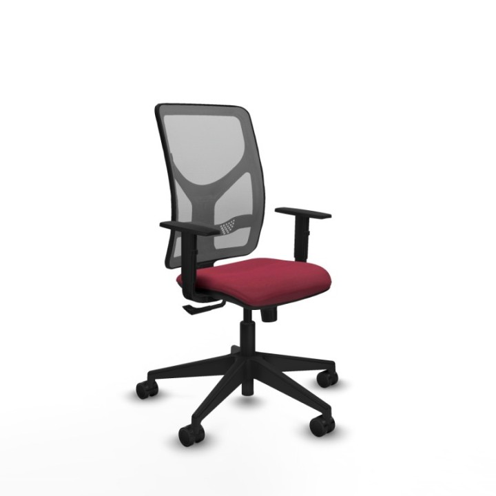 Motilla sincro malla gris bali granate brazos 1D base piramidal  ruedas 65mm nailon