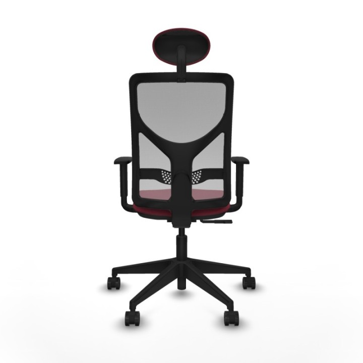 Motilla sincro malla gris bali granate brazos 1D base piramidal cabecero fijo ruedas 65mm nailon