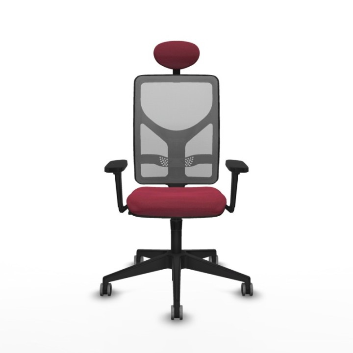 Motilla sincro malla gris bali granate brazos 3D base piramidal cabecero fijo ruedas 65mm engomadas