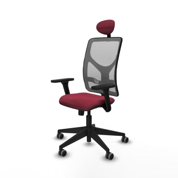 Motilla sincro malla gris bali granate brazos 3D base piramidal cabecero fijo ruedas 65mm engomadas