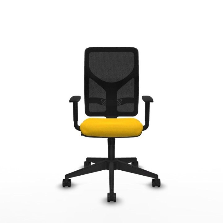 Motilla sincro malla negra bali amarillo brazos 1D base piramidal  ruedas 65mm nailon