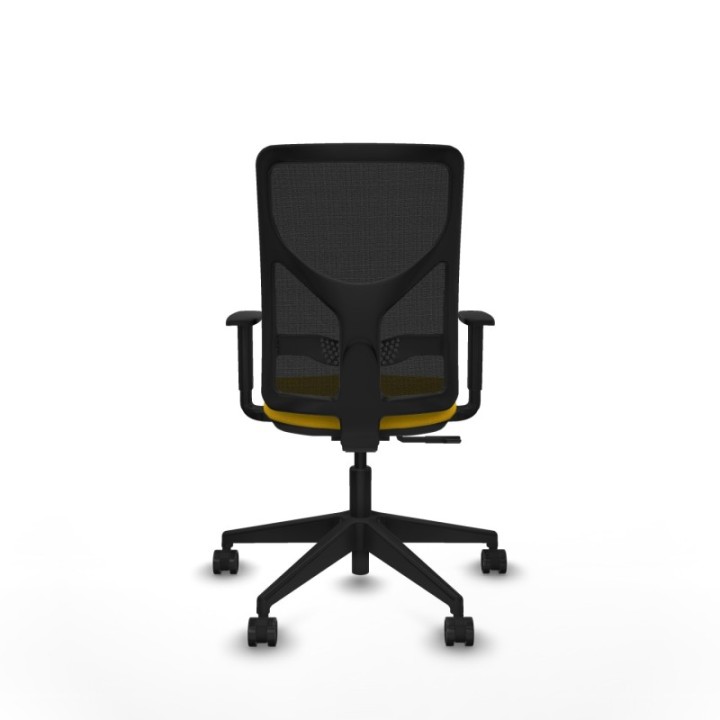 Motilla sincro malla negra bali amarillo brazos 1D base piramidal  ruedas 65mm nailon