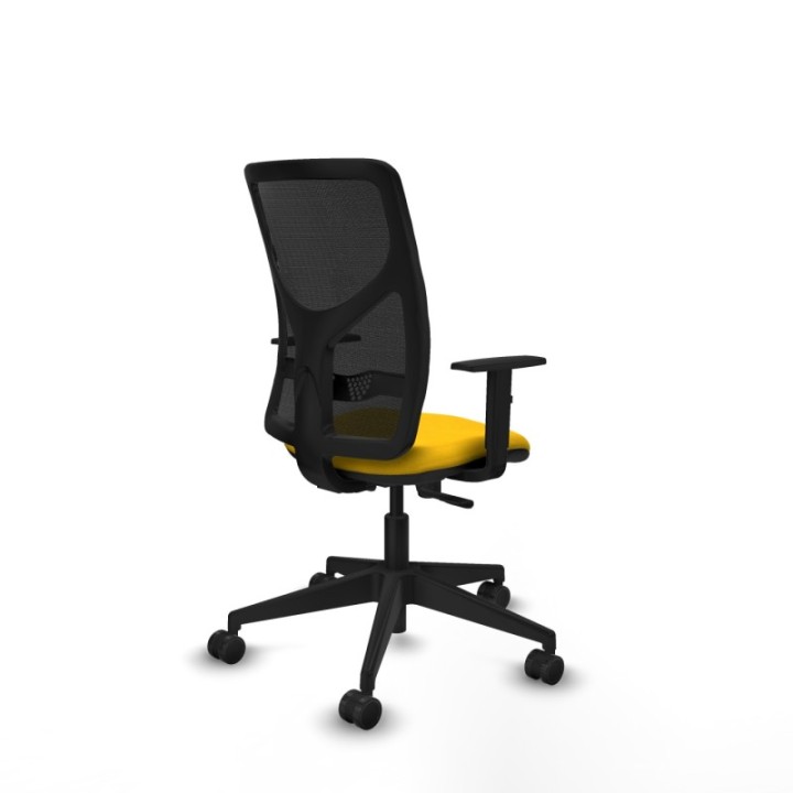 Motilla sincro malla negra bali amarillo brazos 1D base piramidal  ruedas 65mm nailon