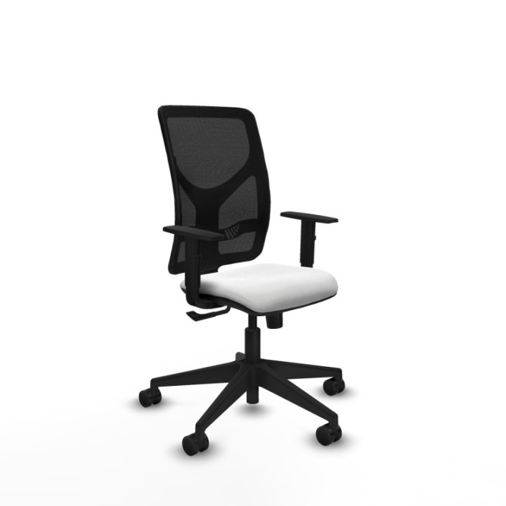 Motilla sincro malla negra bali blanco brazos 1D base piramidal  ruedas 65mm nailon