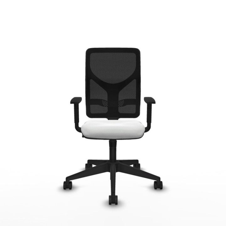 Motilla sincro malla negra bali blanco brazos 1D base piramidal  ruedas 65mm nailon